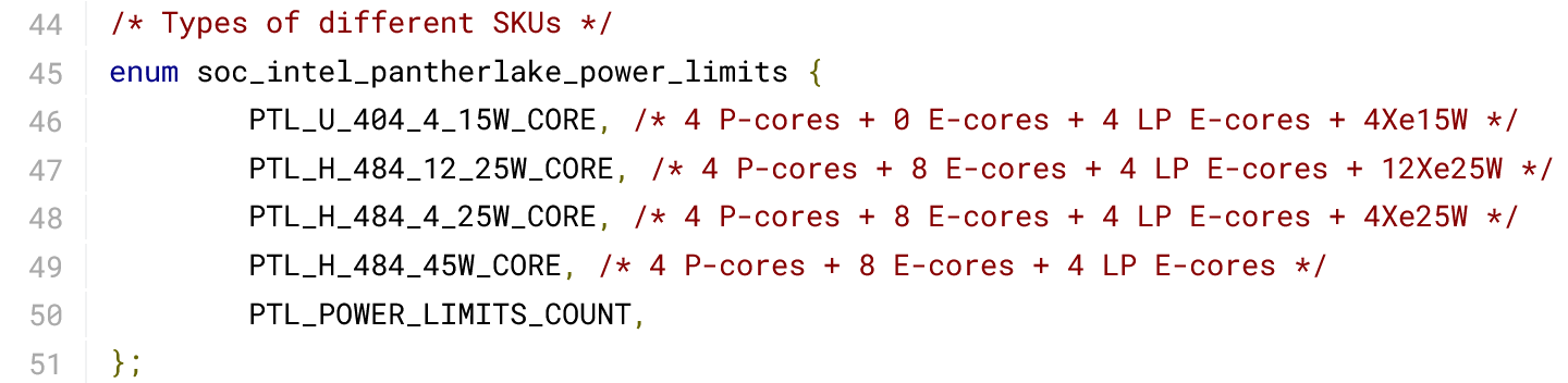 英特尔Panther Lake-H处理器无核显型号现身Coreboot代码