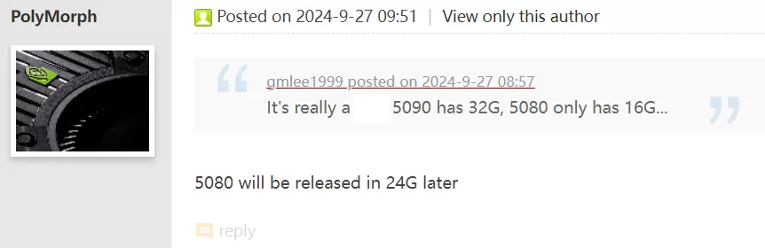 GDDR7显存时代来袭，英伟达RTX 5080显卡被曝后续推出24GB版