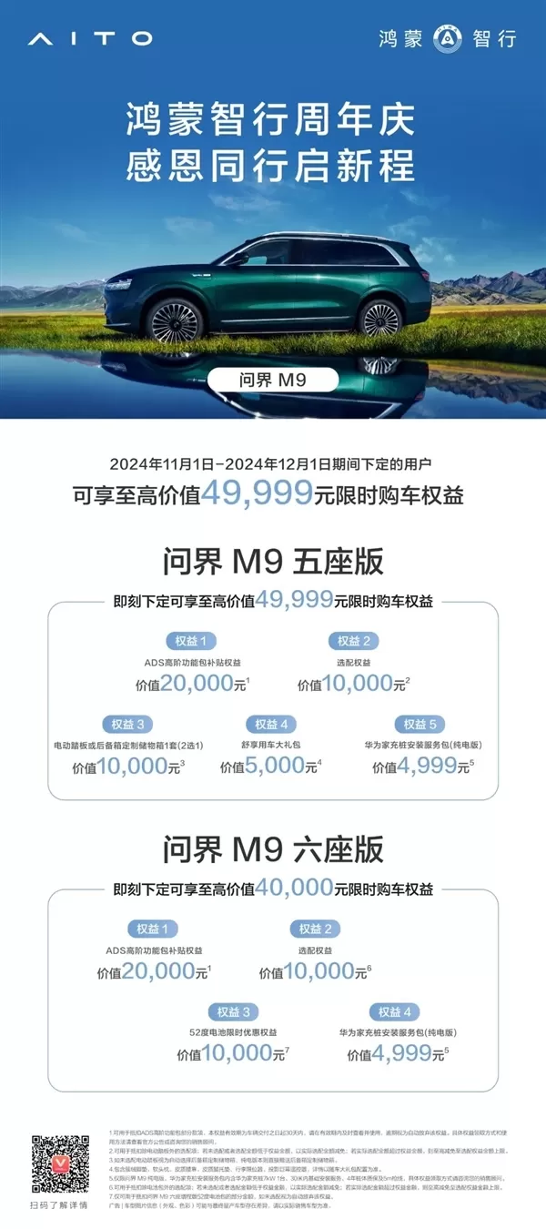 🏅即日起问界汽车全系大促:最高送49999元限时权益