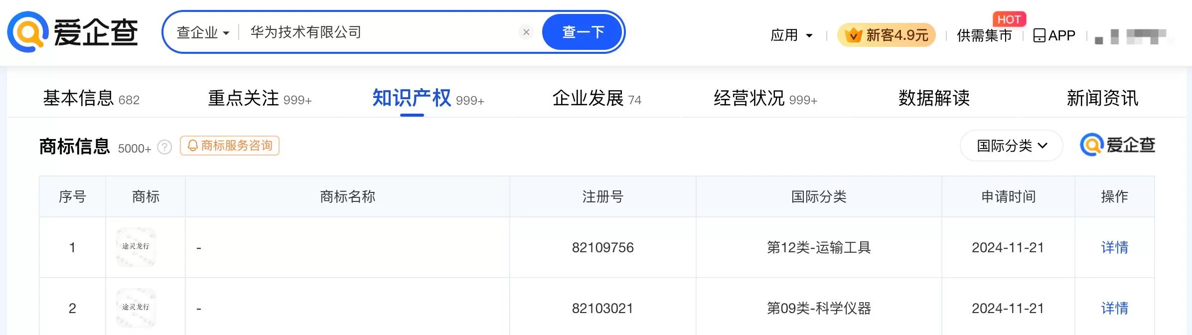 🥈华为申请注册途灵龙行商标为其第二代智能底盘技术